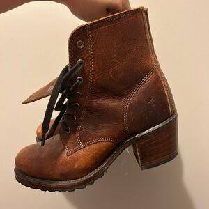 Frye Cognac Leather Heeled Boots